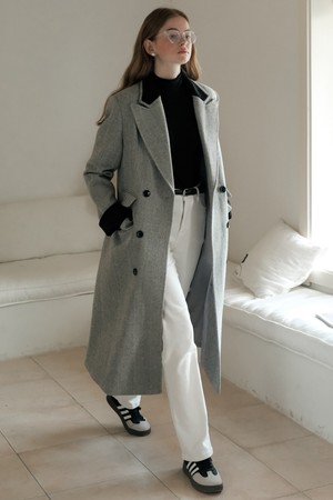 Cest_Color contrasting long coat