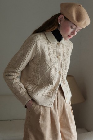 Cest_Detachable lapel cardigan_BEIGE