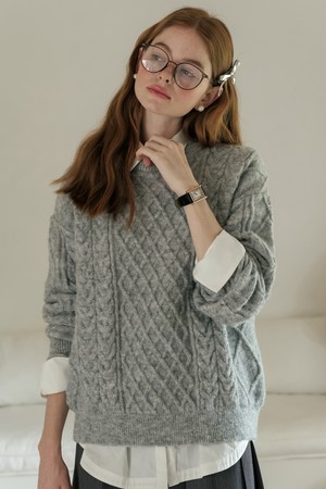 Cest_Twist pullover loose sweater_GRAY