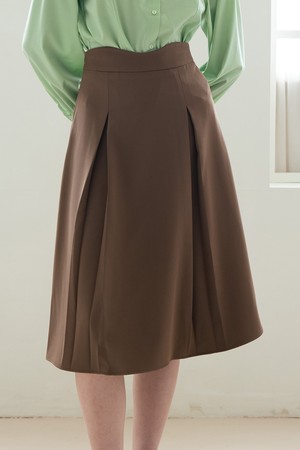 WED_Irregular high-waist skirt_BROWN