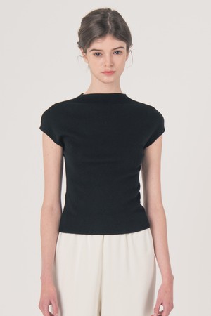 WED_Half neck line simple knit_BLACK