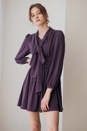 WED_Elegance ribbon short dress_PURPLE