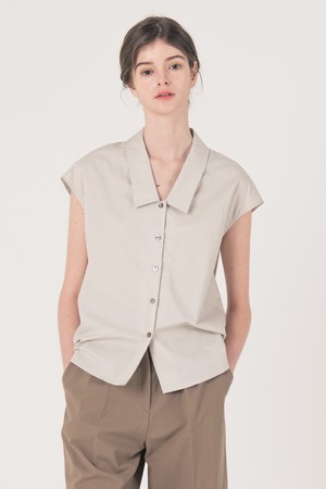 WED_Pure cotton v neck shirt_LIGHT GRAY