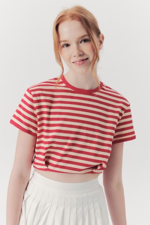 WED_Modern stripe crop top_RED