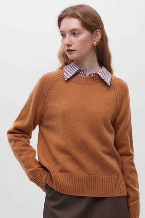 WD_Round neck wool sweater top_2color