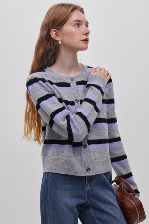 WD_Contrast striped cardigan_GRAY