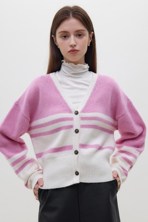 WD_Striped v-neck cardigan_2color