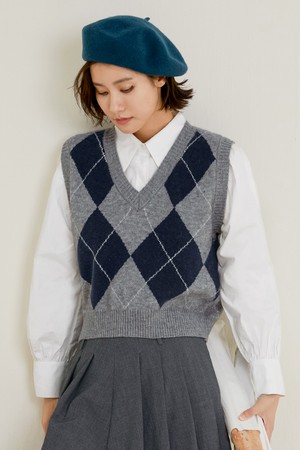 LS_Classic rhombus knit vest