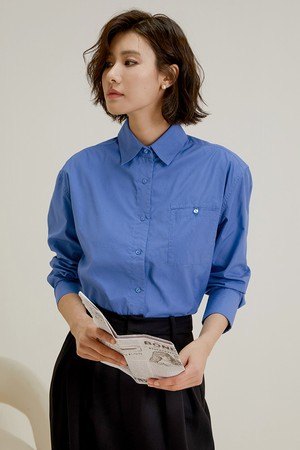 LS_Ocean blue pocket shirt