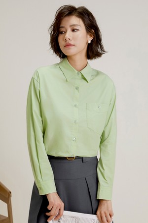 LS_Front button pocket shirt_LIGHT GREEN