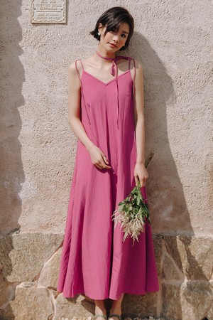 LS_Shoulder button sleeveless dress