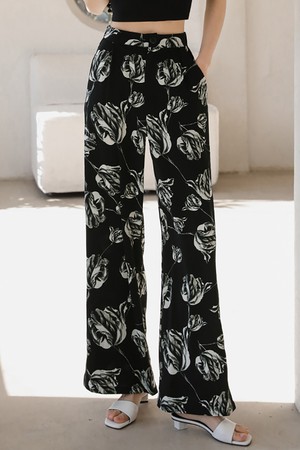 LS_Black rose wide pant