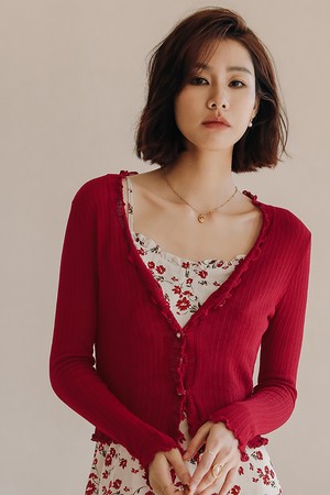 LS_Red pearl cardigan