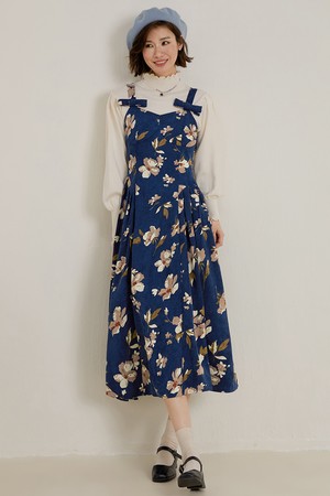 LS_Vintage floral corduroy dress