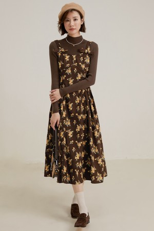 LS_Flashy floral corduroy dress