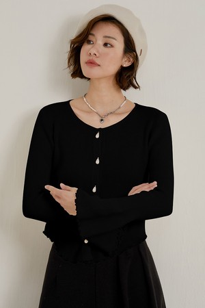 LS_Bell sleeve knit cardigan_BLACK