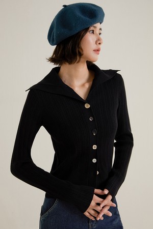 LS_Button point collar cardigan