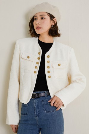 LS_Gold button celebrity jacket_IVORY