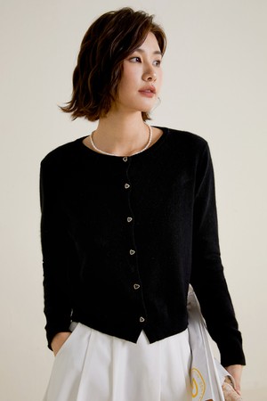 LS_Black heart button cardigan jacket