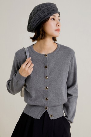 LS_Crewneck cardigan jacket_GRAY