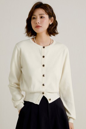 LS_Crewneck cardigan jacket_WHITE