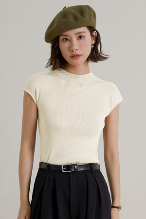 LS_Half neck short sleeve sweater_WHITE