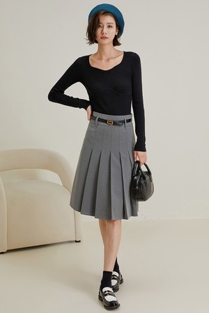 LS_Classic half pleated skirt