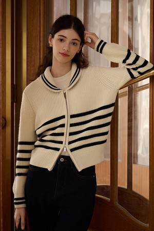 SR_College classic striped cardigan