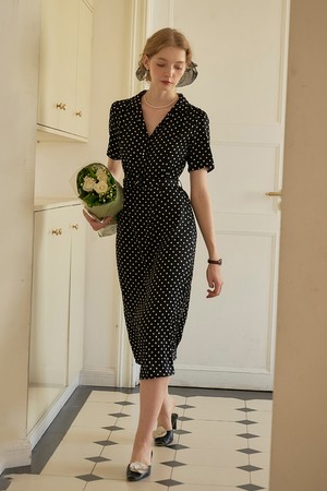 SR_Vintage dot collar dress_BLACK