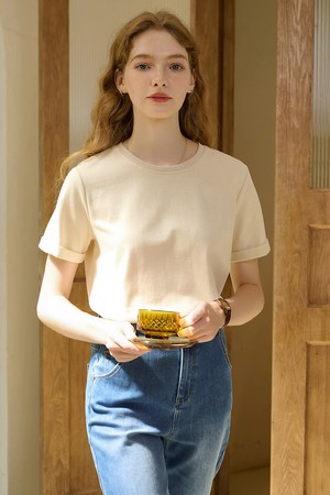 SR_Basic brushed short sleeve top