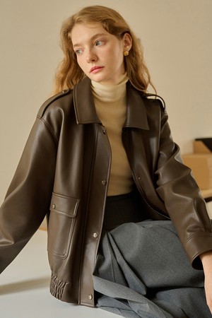 SR_Cinnamon brown leather jacket