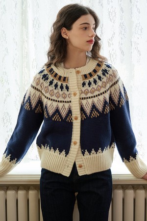 SR_Sapphire blue woolen cardigan