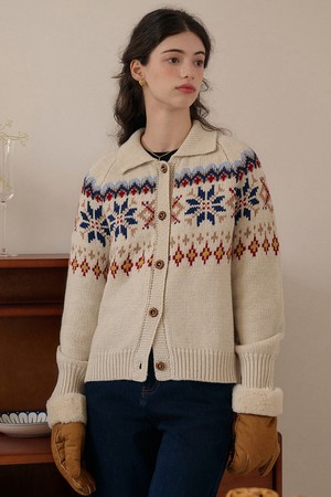 SR_Chestnut Jacquard Cardigan