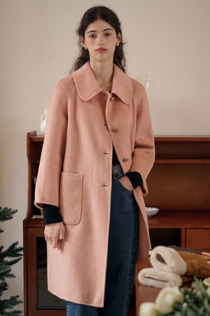 SR_Maple lapel woolen pink coat