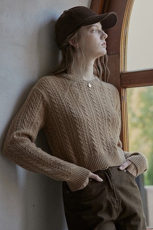 PM_Twist round neck sweater_CAMEL