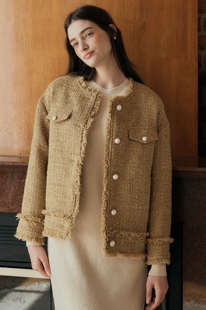 PM_Pearl tweed button jacket