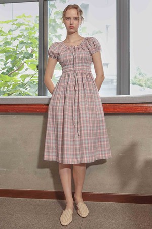 PM_Check board puff dress