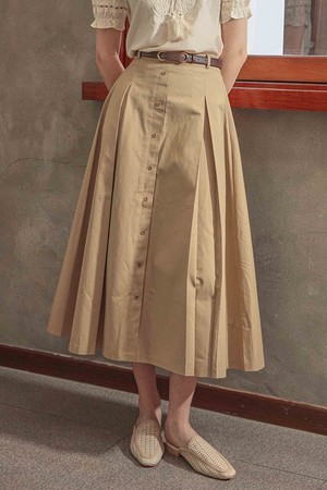 PM_Cotton flared skirt_BEIGE