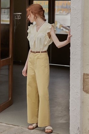 PM_Summer beige high waist pants