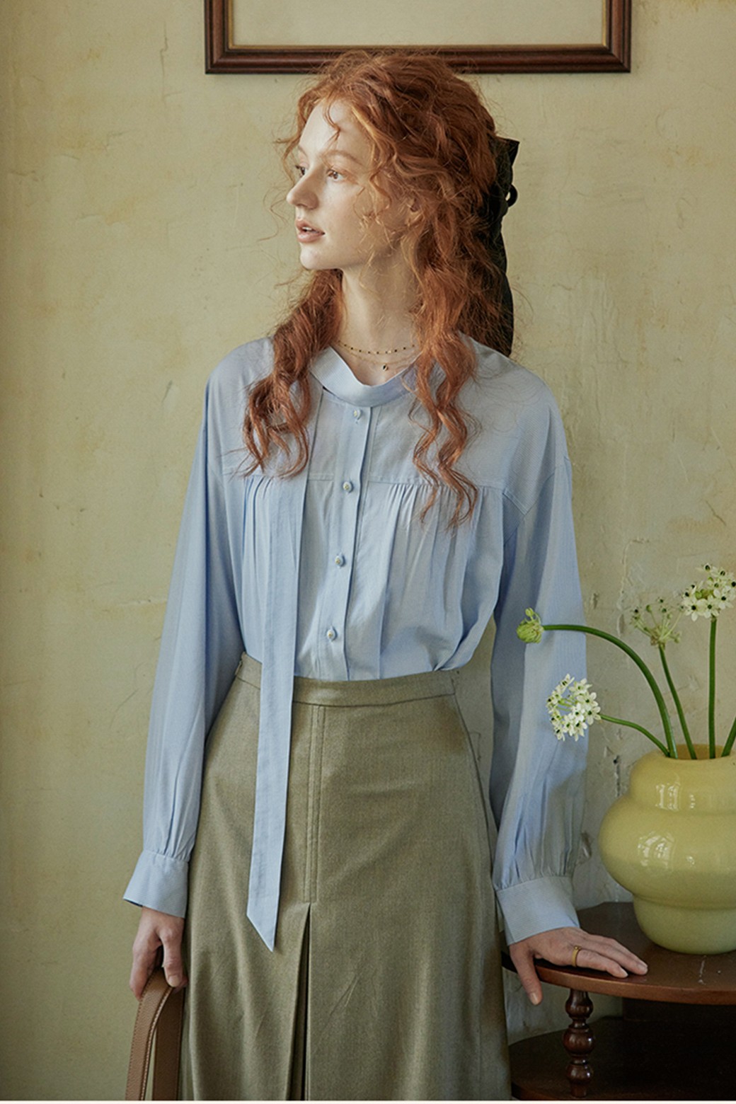Proud Mary - 셔츠 - PM_Ribbon collar striped shirt