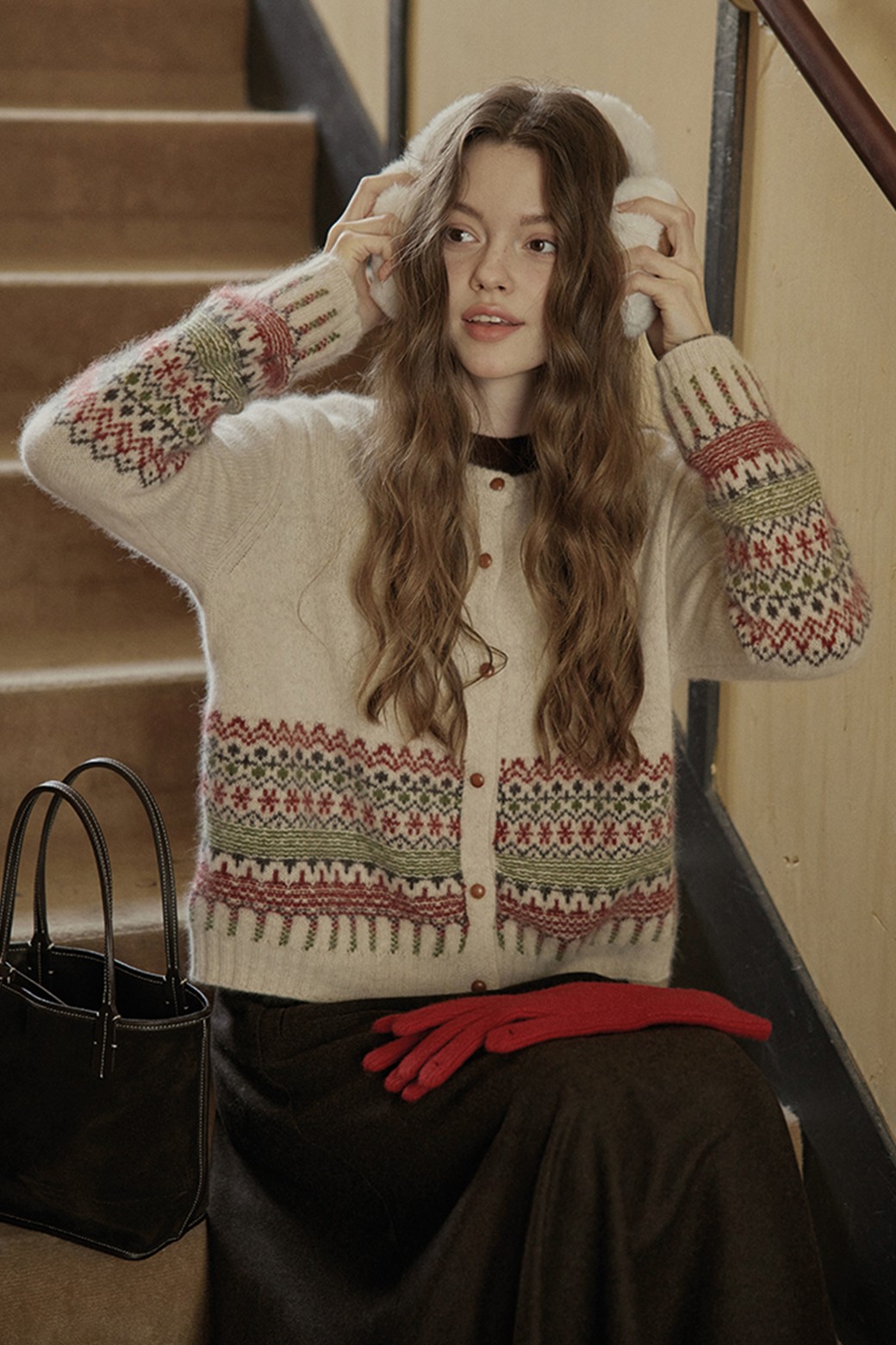 Proud Mary - 가디건 - PM_Winter fair isle cardigan_IVORY