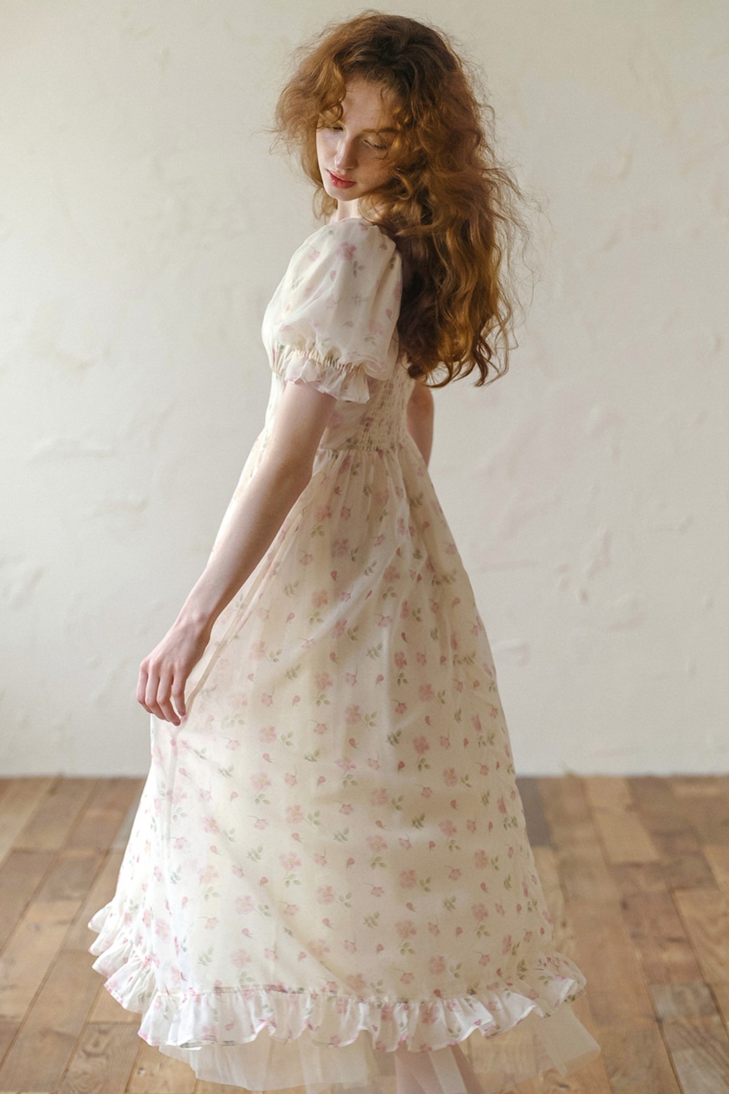 Cest Moidew - 반소매 원피스 - Cest_Mesh halter neck floral dress