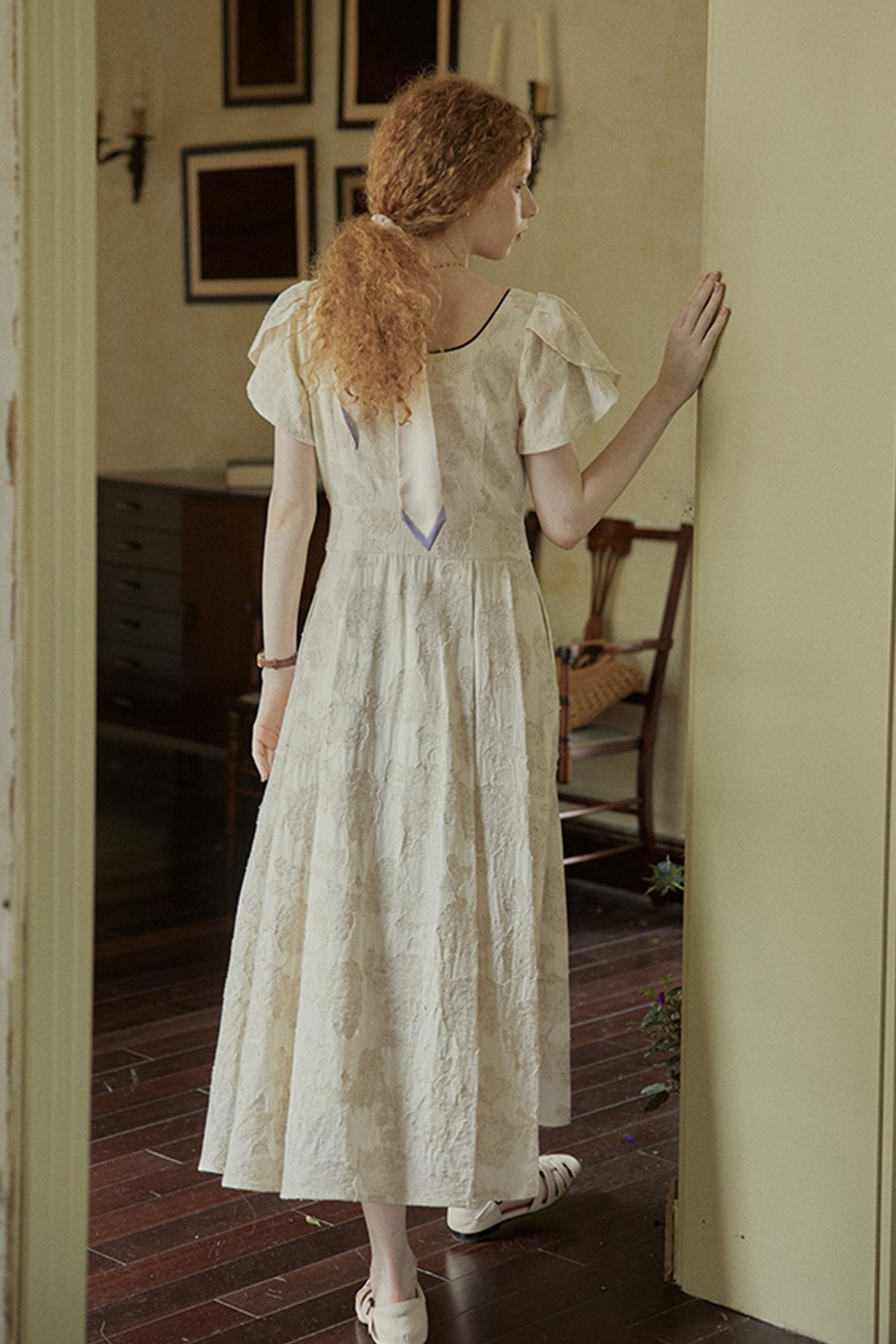 Proud Mary - 반소매 원피스 - PM_Elegance floral embroidery dress