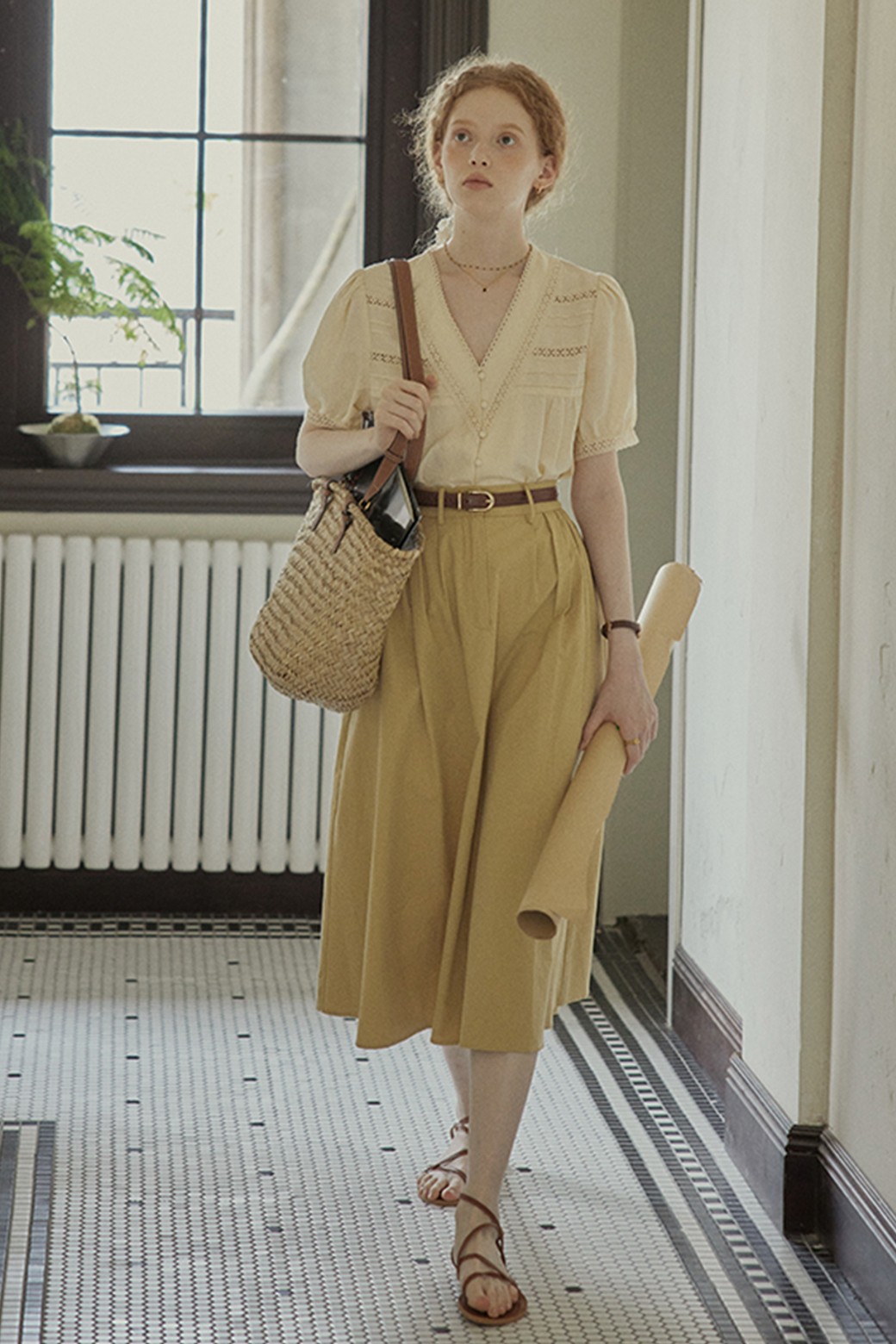 Proud Mary - 셔츠 - PM_Vanilla v-neck hollow shirt