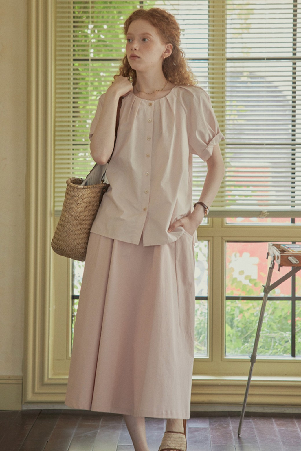 Proud Mary - 셔츠 - PM_Pleated round neck shirt