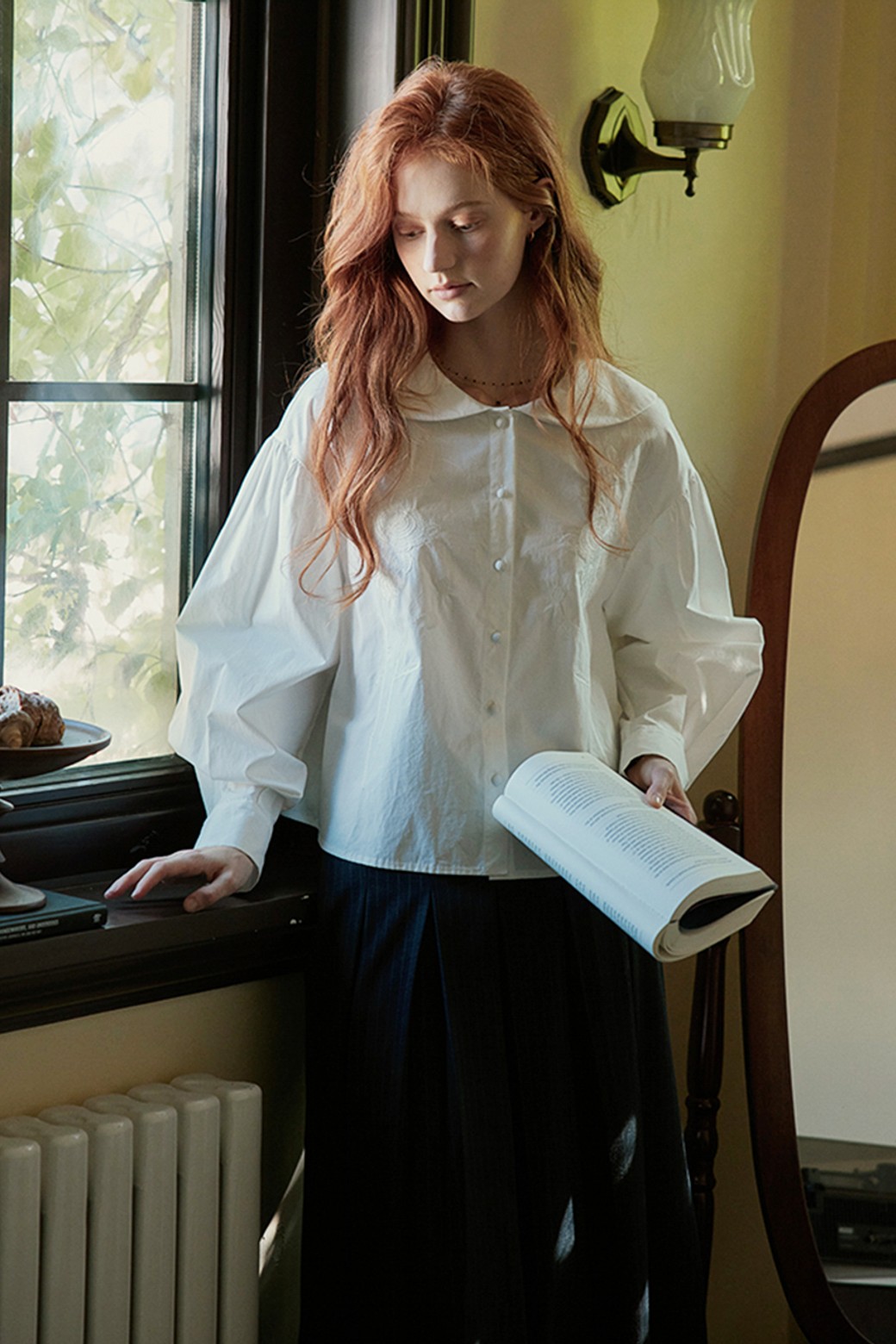 Proud Mary - 셔츠 - PM_Rose embroidery collar shirt
