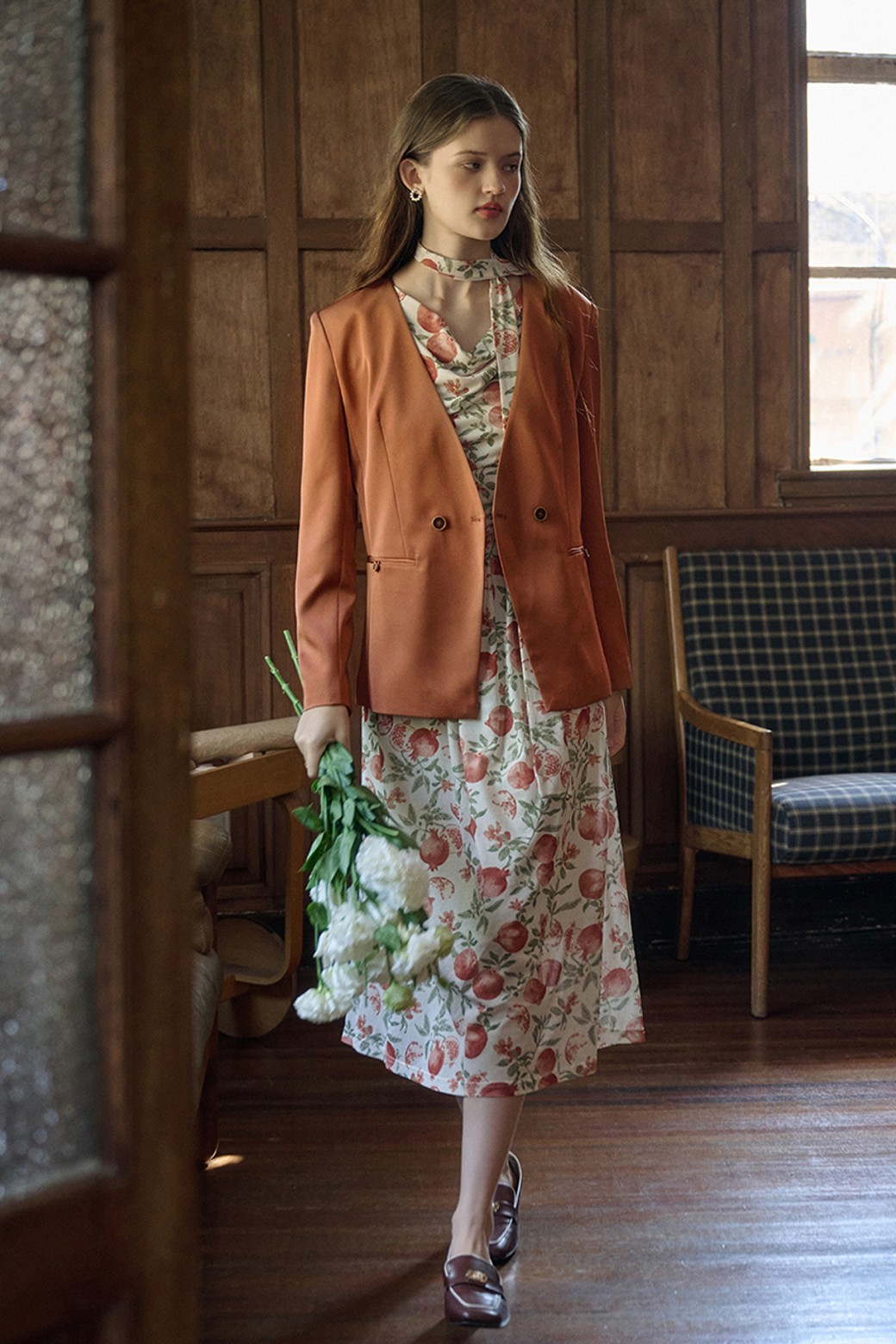 Simple Retro - 자켓 - SR_Gentle satin collarless jacket
