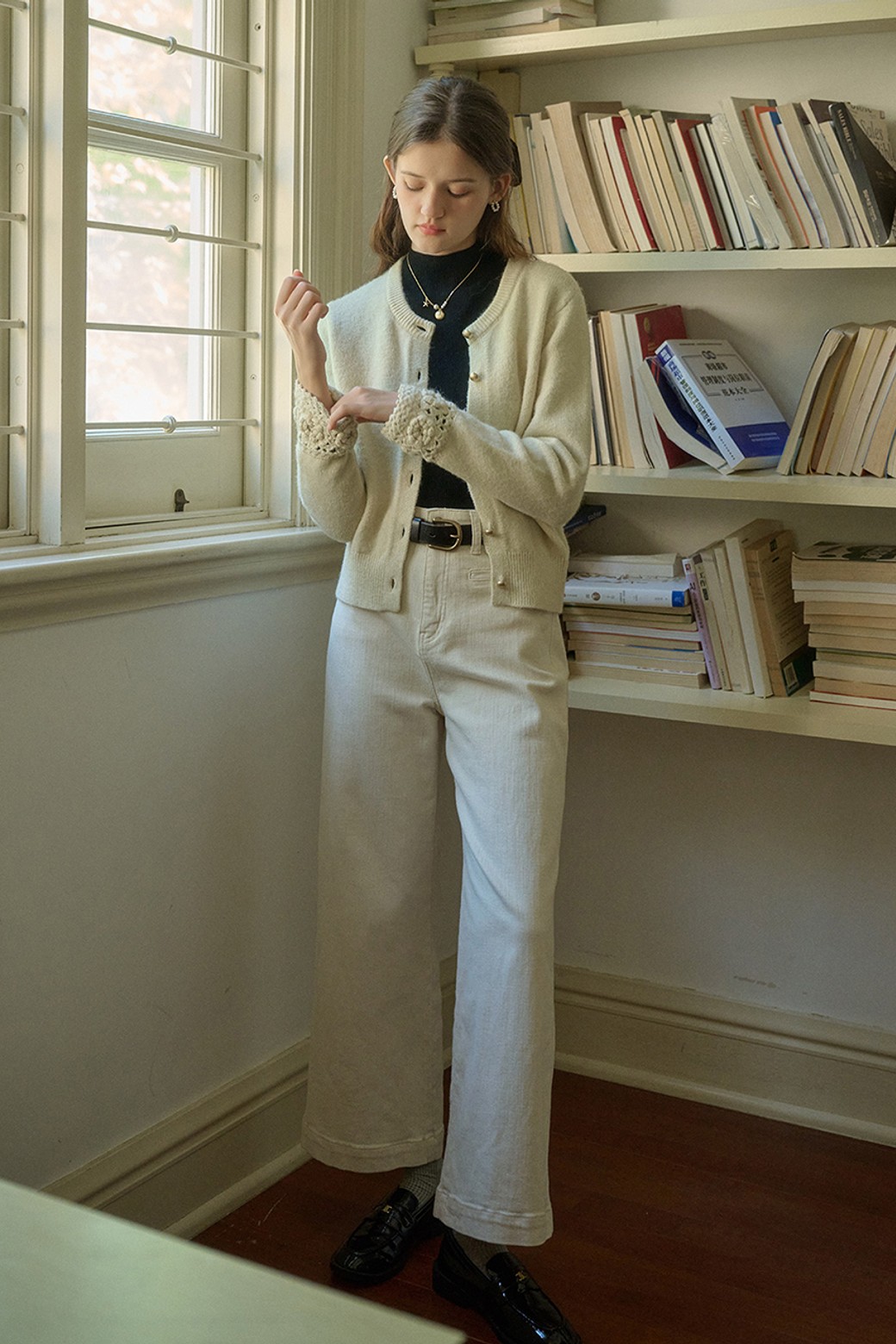 Simple Retro - 가디건 - SR_Flower crochet wool cardigan