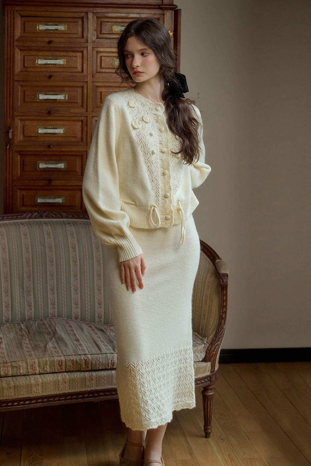 Simple Retro - 가디건 - SR_Gentle wool knit cardigan_CREAM