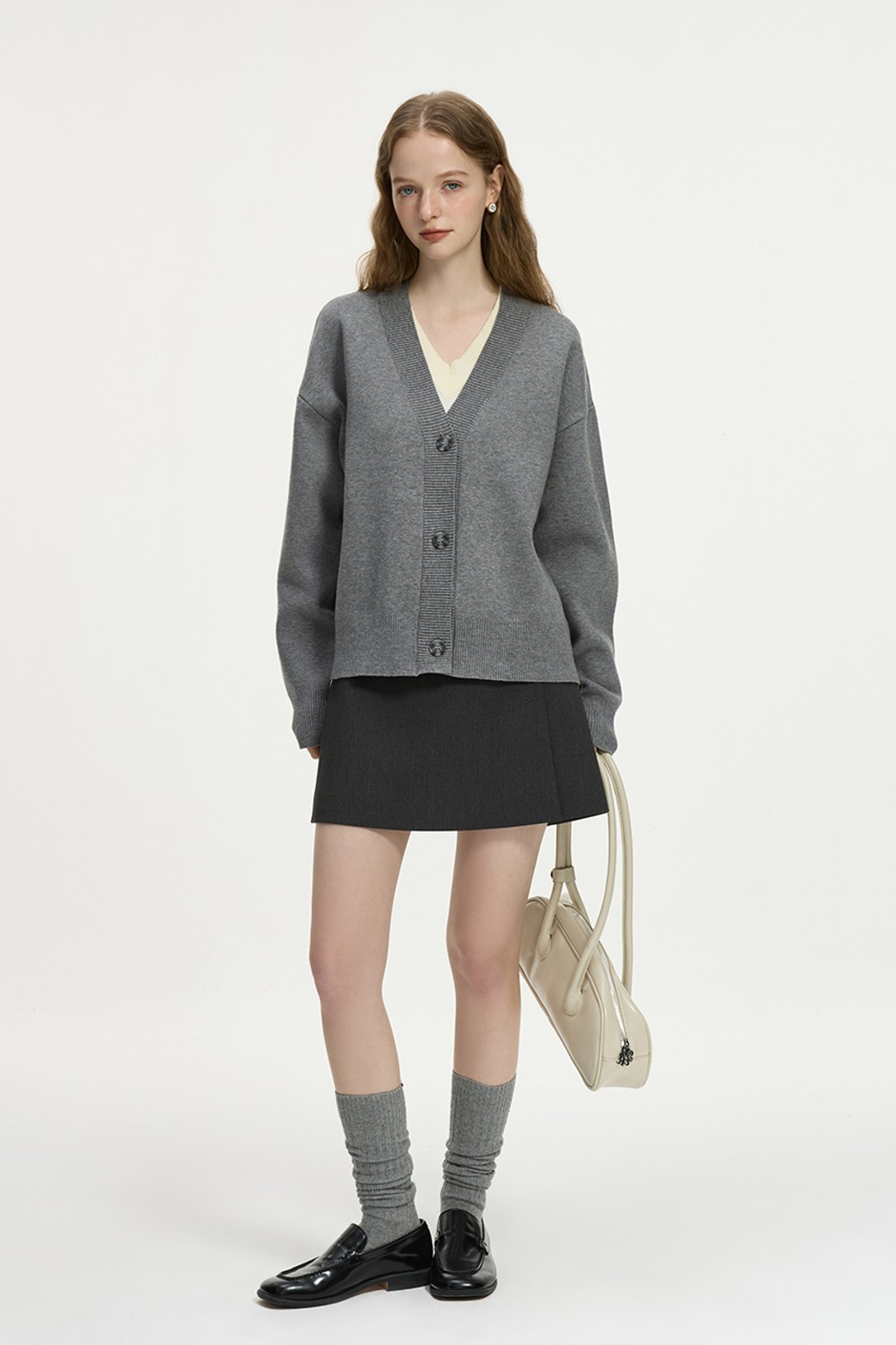 WE'DEE - 스웨터 - WD_Fake two-piece kint top_GRAY
